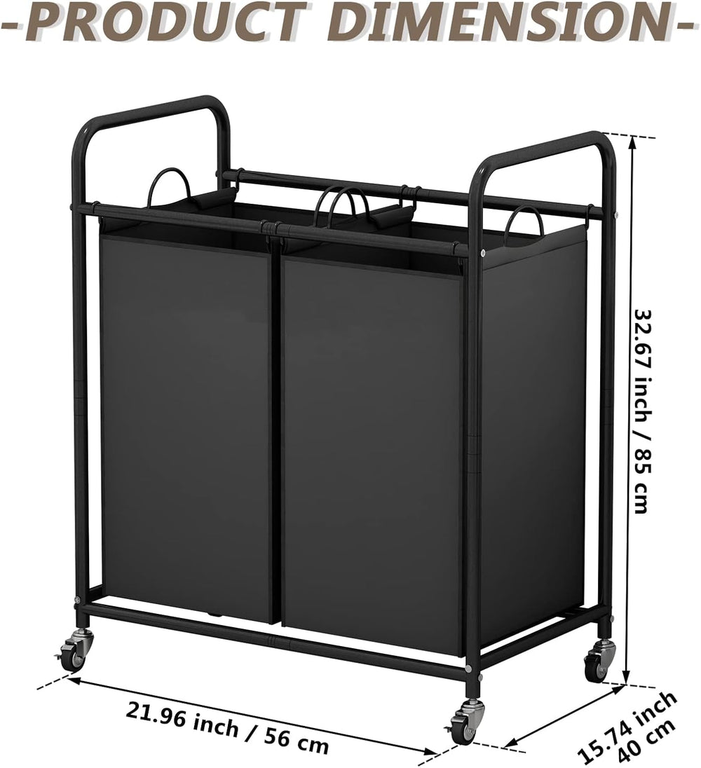 SUOERNUO Laundry Hamper with Lockable Wheels and 2 Removable Bags