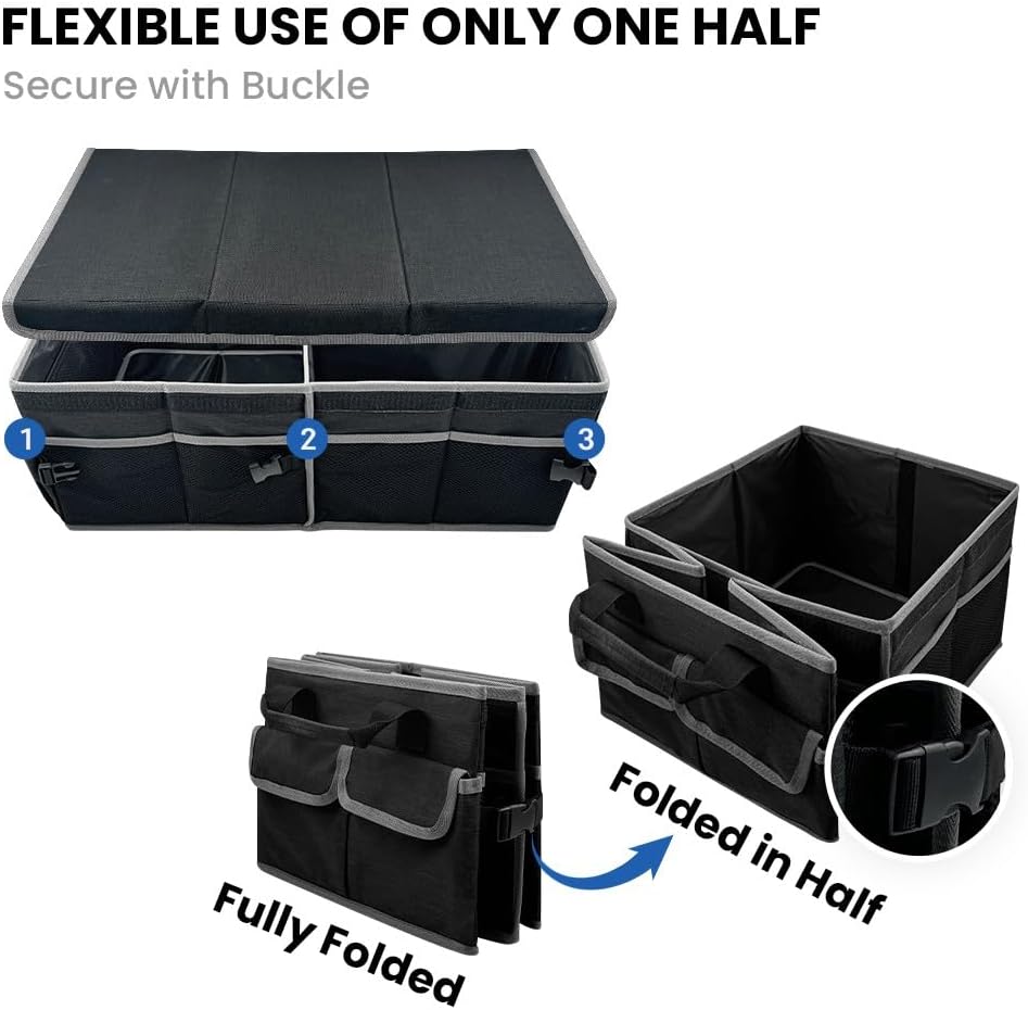Collapsible Car Trunk Organizer, Foldable Cargo Storage Organizer for SUV, Ca...