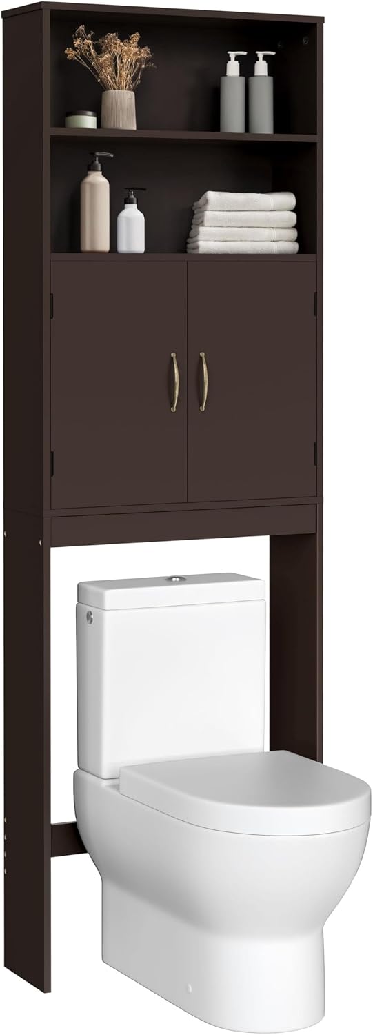 Yaheetech 77in Over the Toilet Storage Cabinet, Espresso Bathroom Organizer