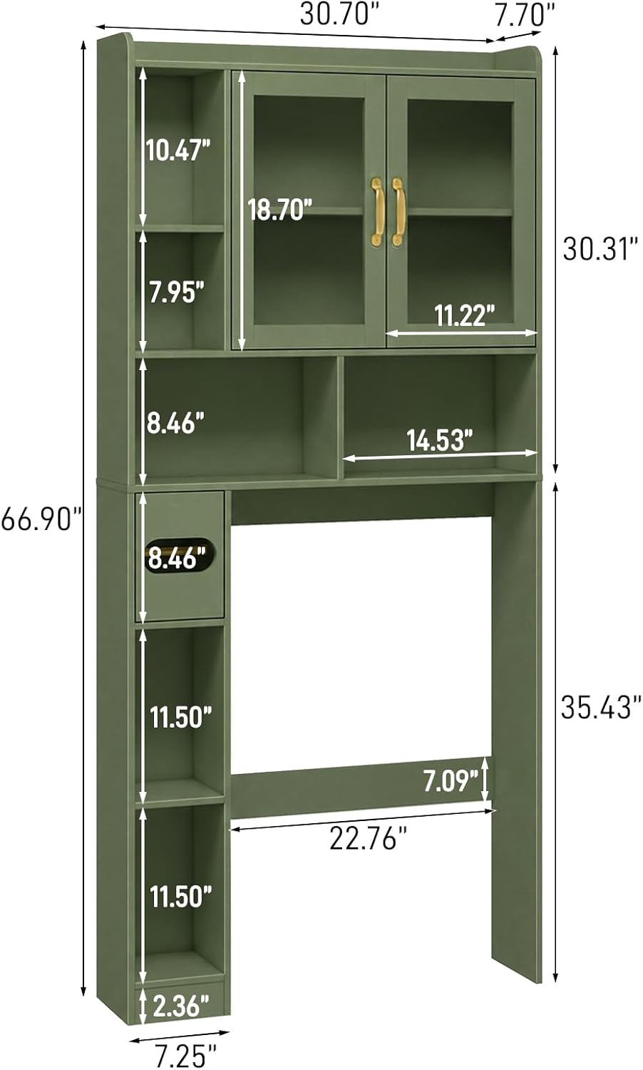 Vabches Over The Toilet Storage Cabinet with Acrylic doors, Green