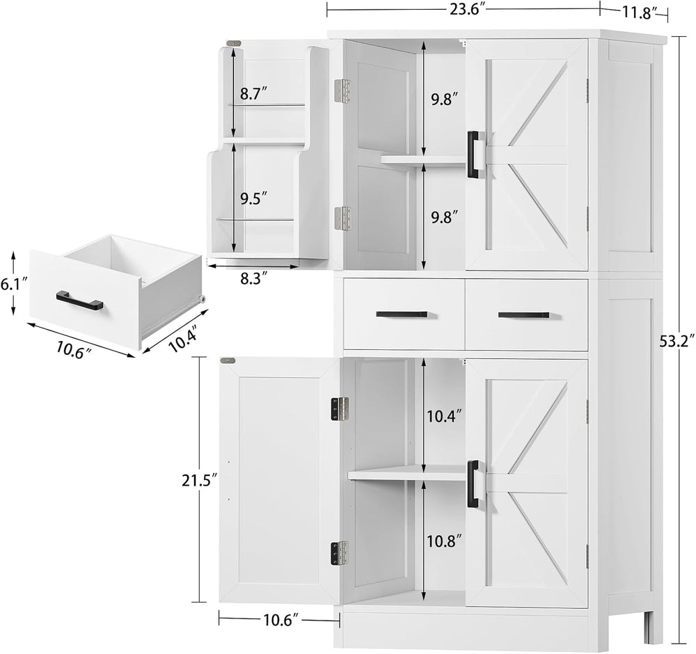 Pantry Cabinet with 4 Doors, Kitchen Storage Cabinet with Door Shelves,