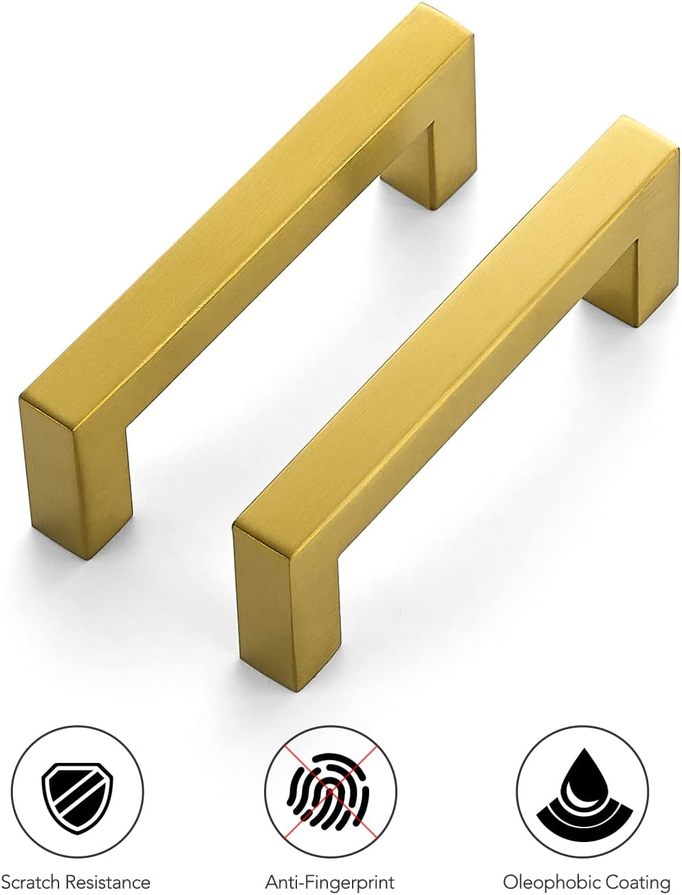 Ravinte Brushed Brass Square Cabinet Handles & Pulls,3-1/2 Inch,12 Pack
