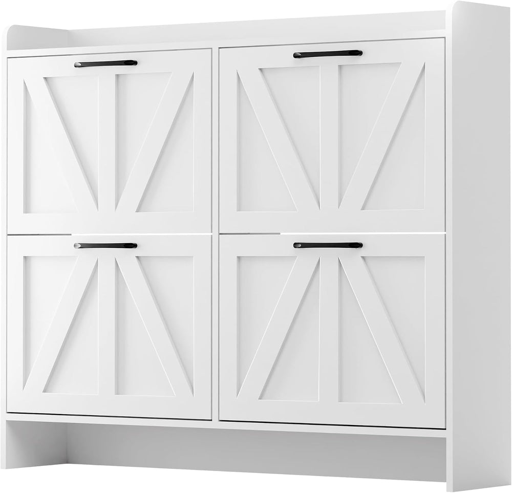 MU Shoe Storage Cabinet with 4 Flip Drawers, Freestanding Shoe Cabinet, Slim ...