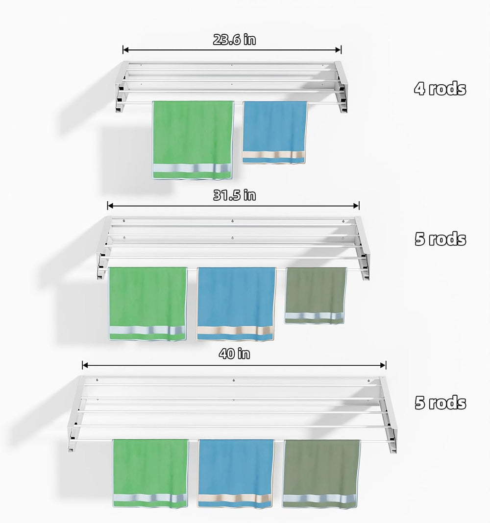 ZMBESUP Wall Mounted Clothes Drying Rack, 31.5" Foldable Collapsible Lau...