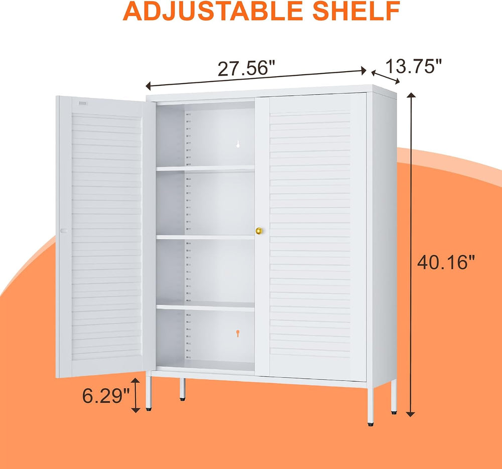40" H Metal Shoe Cabinet, Adjustable Hidden Shoe Storage Cabinet