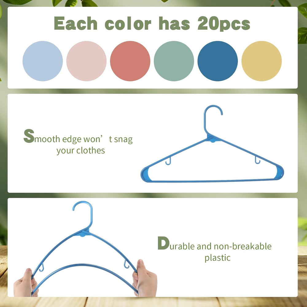 Jetec 120 Pcs Plastic Clothes Hangers Bulk Heavy Duty Hangers with Hooks Dura...