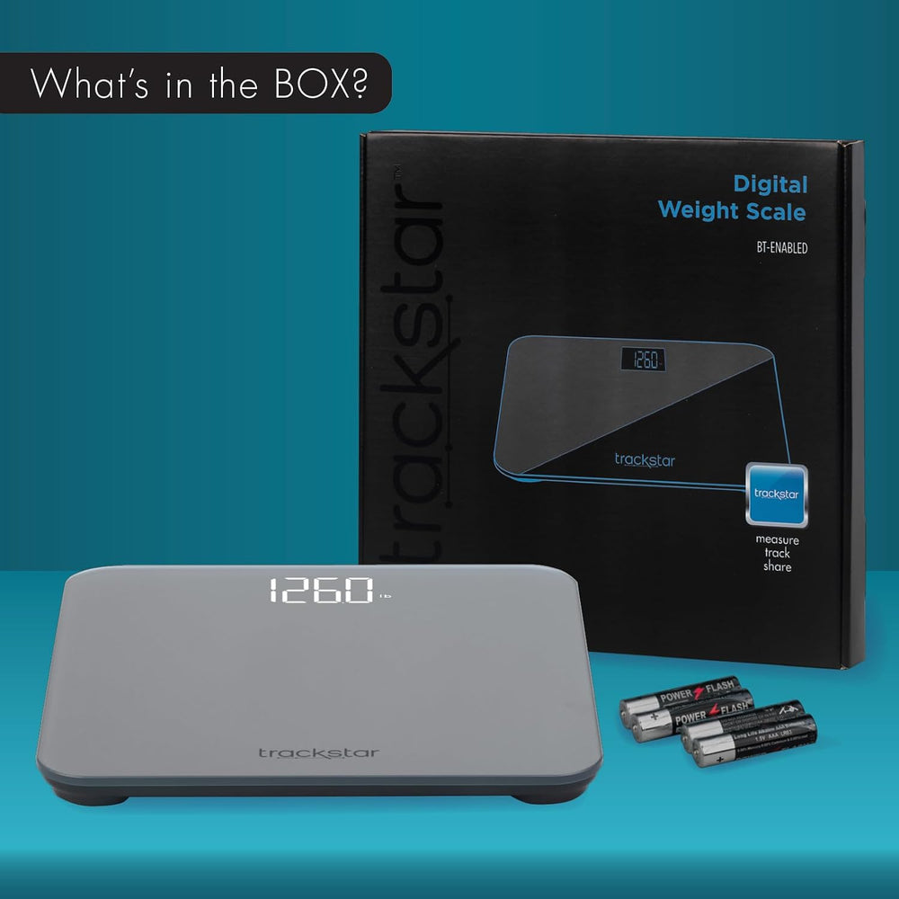 trackstar Wide-Platform Digital Body Weight Scale, Bluetooth, Black