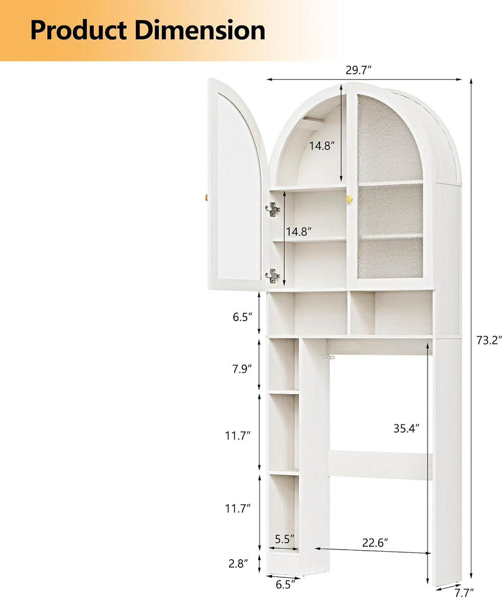 Over The Toilet Storage Cabinet, 29.7”W Modern Storage Cabinet Over Toilet wi...