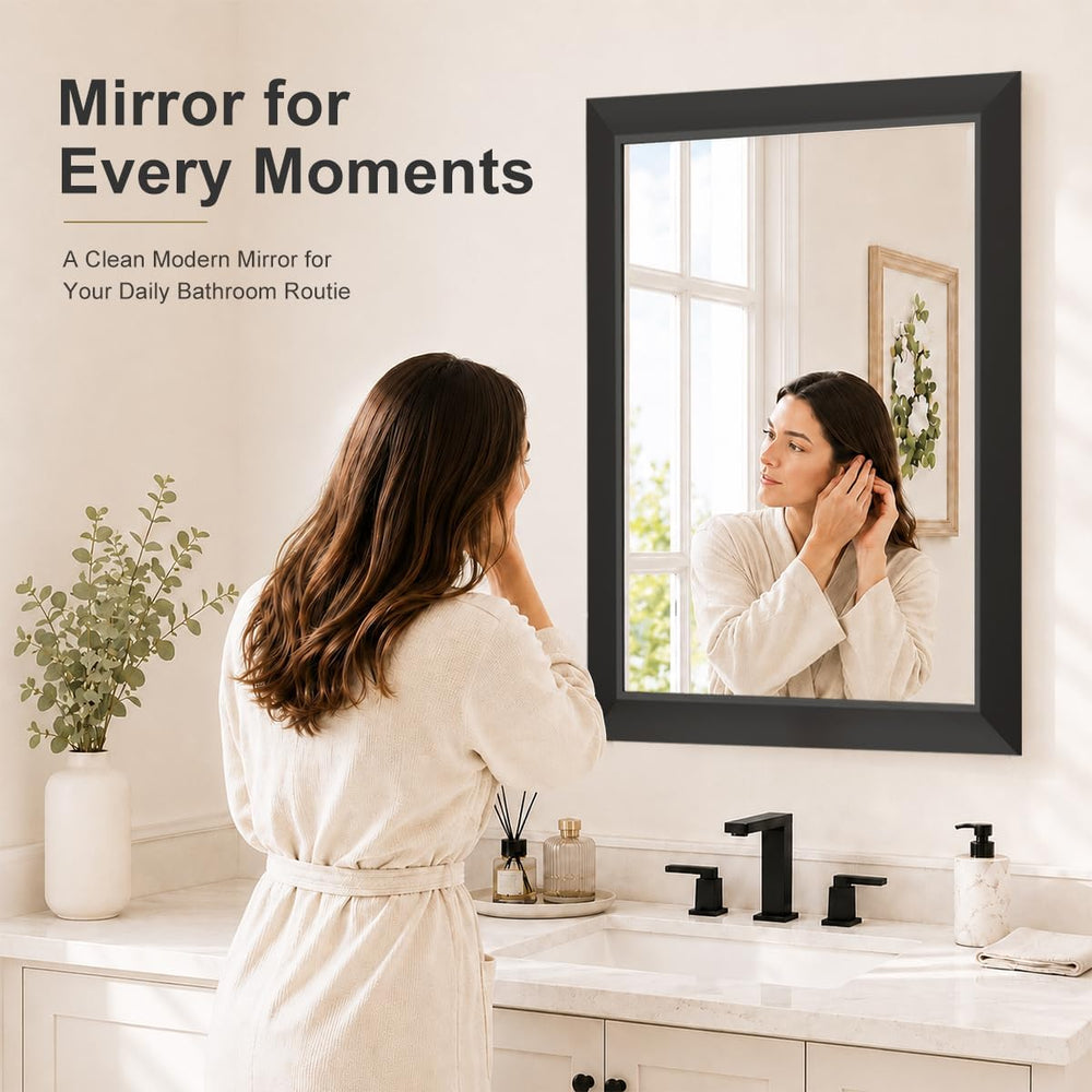 SMIROR 24x36 Matte Black Bathroom Vanity Mirror for Over Sink