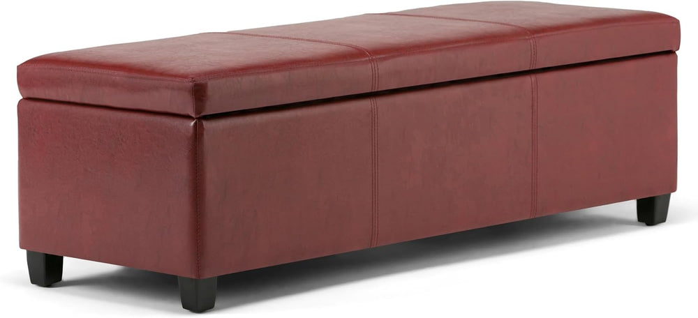 SIMPLIHOME Avalon 48 inch Wide Contemporary Rectangle Storage Ottoman Bench in