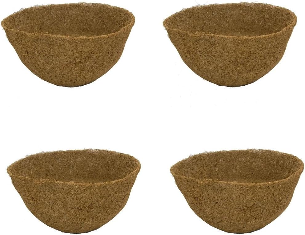 12in x 8in Round Molded Coco Liner for Hanging Basket Planter 4PK