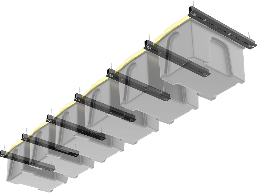 TORACK Garage Ceiling Bin Storage Rack, Overhead Tote Storage Rails