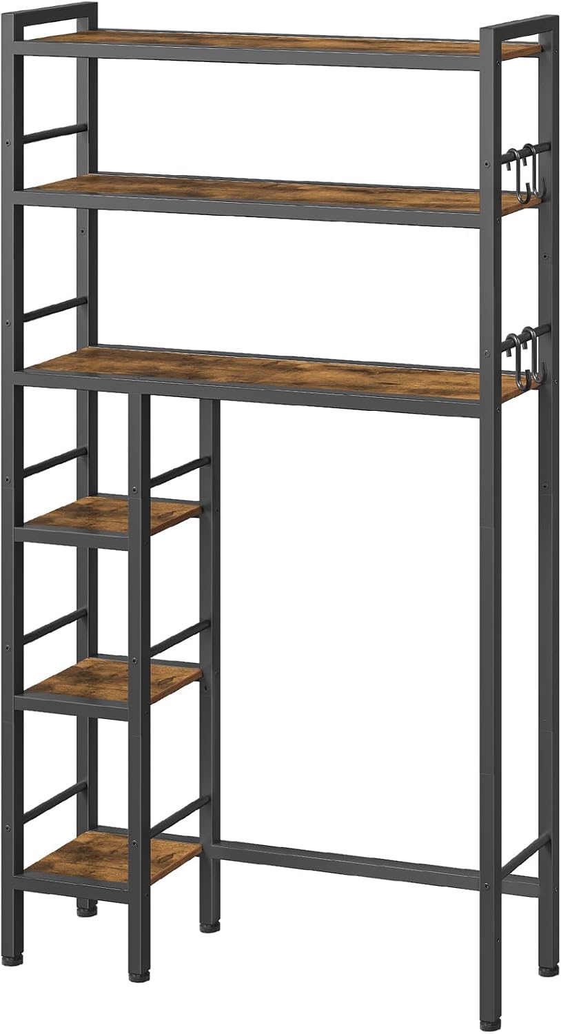 Over The Toilet Storage with Side Rack, 6-Tier Bathroom Organizer Shelf