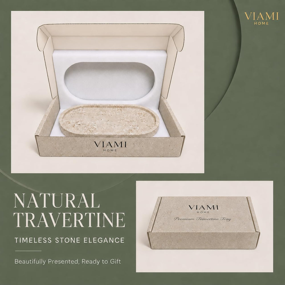 Natural Travertine Tray, Decorative Trays for Bathroom Counter, 11.81 x 5.91 ...