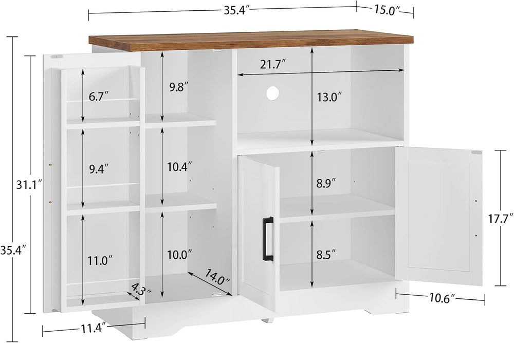 Coffee Bar Cabinet with Door Shelves & Adjustable Shelves, Small Buffet C...