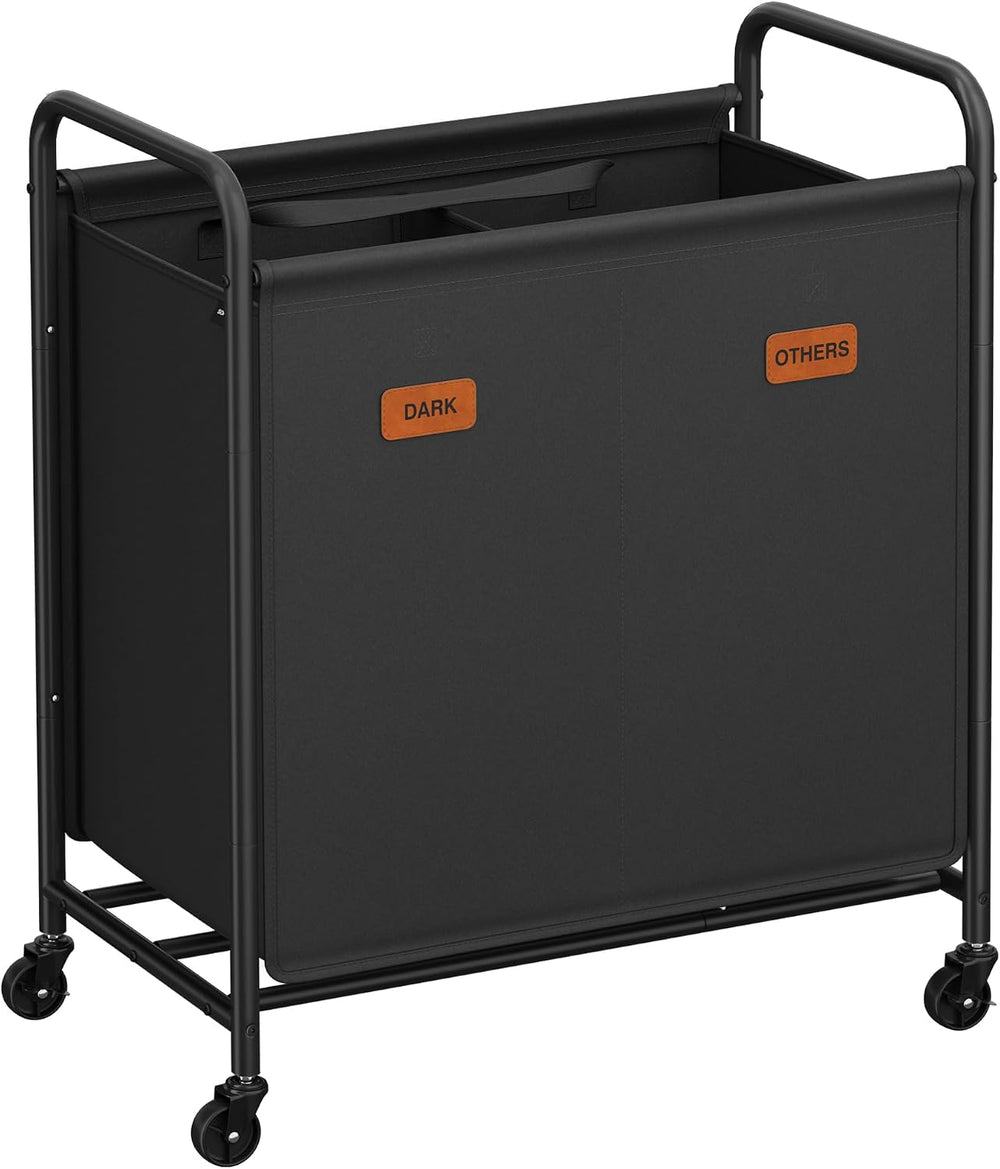 SONGMICS 2-Section Laundry Sorter, with Wheels, Removable Bags