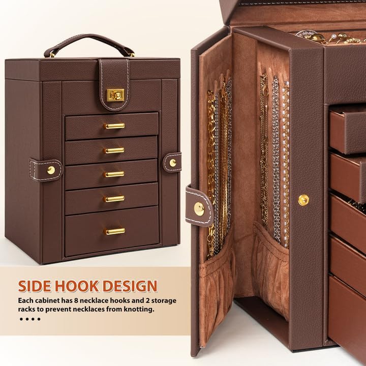 AKOZLIN 6-Tier Jewelry Box Organizer 5 Drawers Jewelry Storage Case