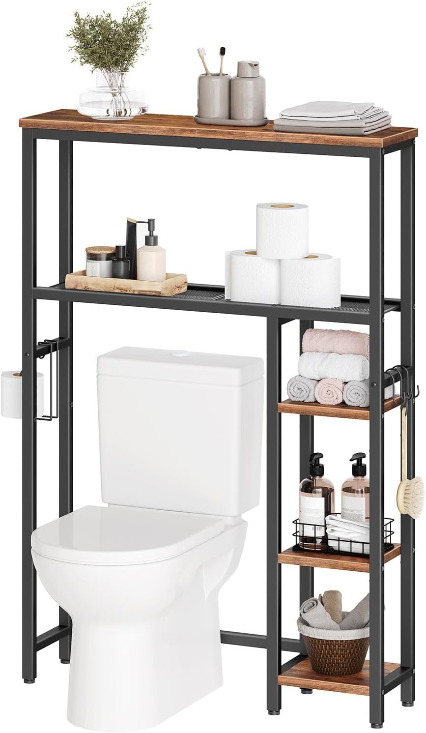 HOOBRO Over The Toilet Storage Cabinet, Freestanding Bathroom Organizer with ...
