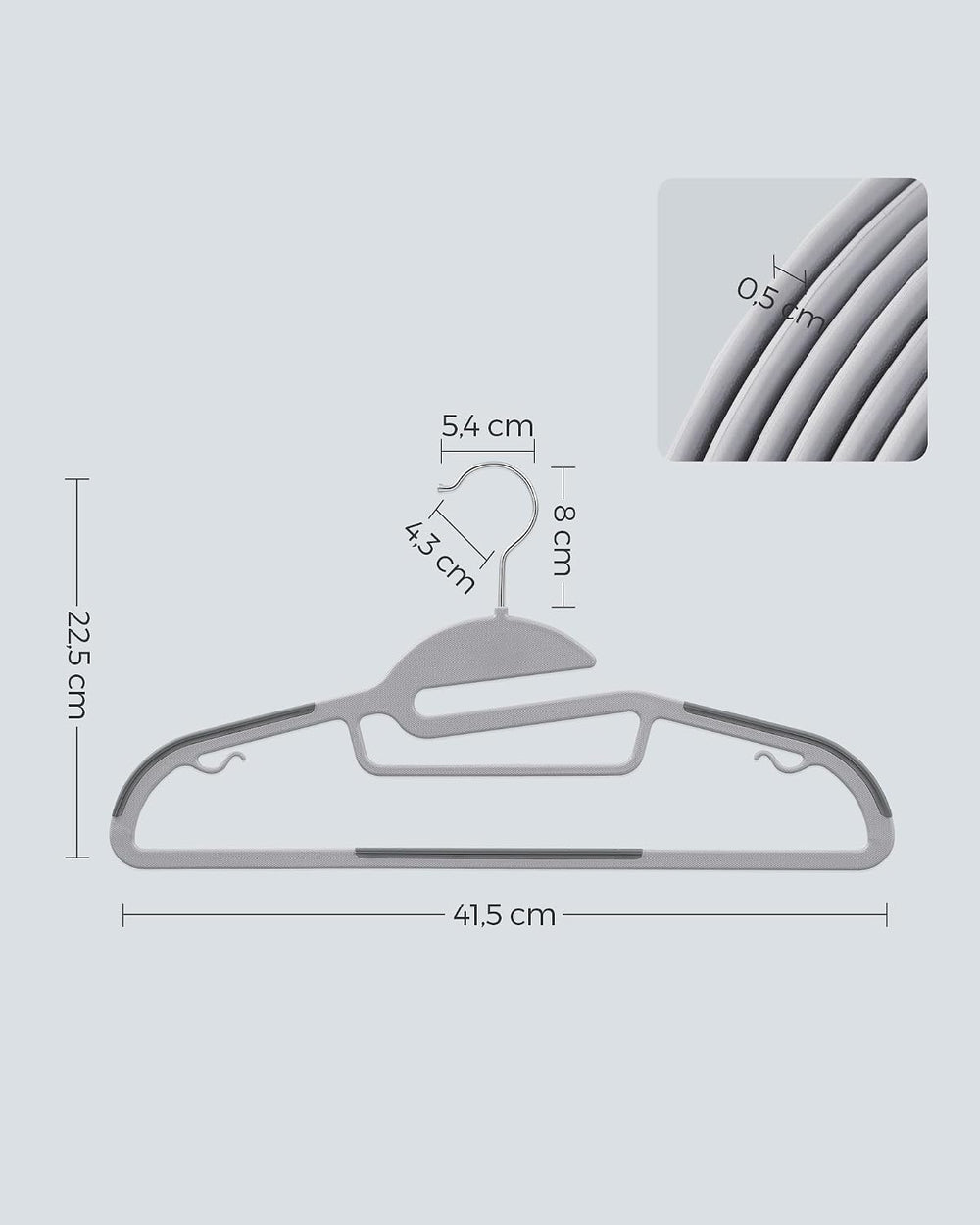 SONGMICS Suit Hangers, Set of 100, Non-Slip, S-Shaped Opening