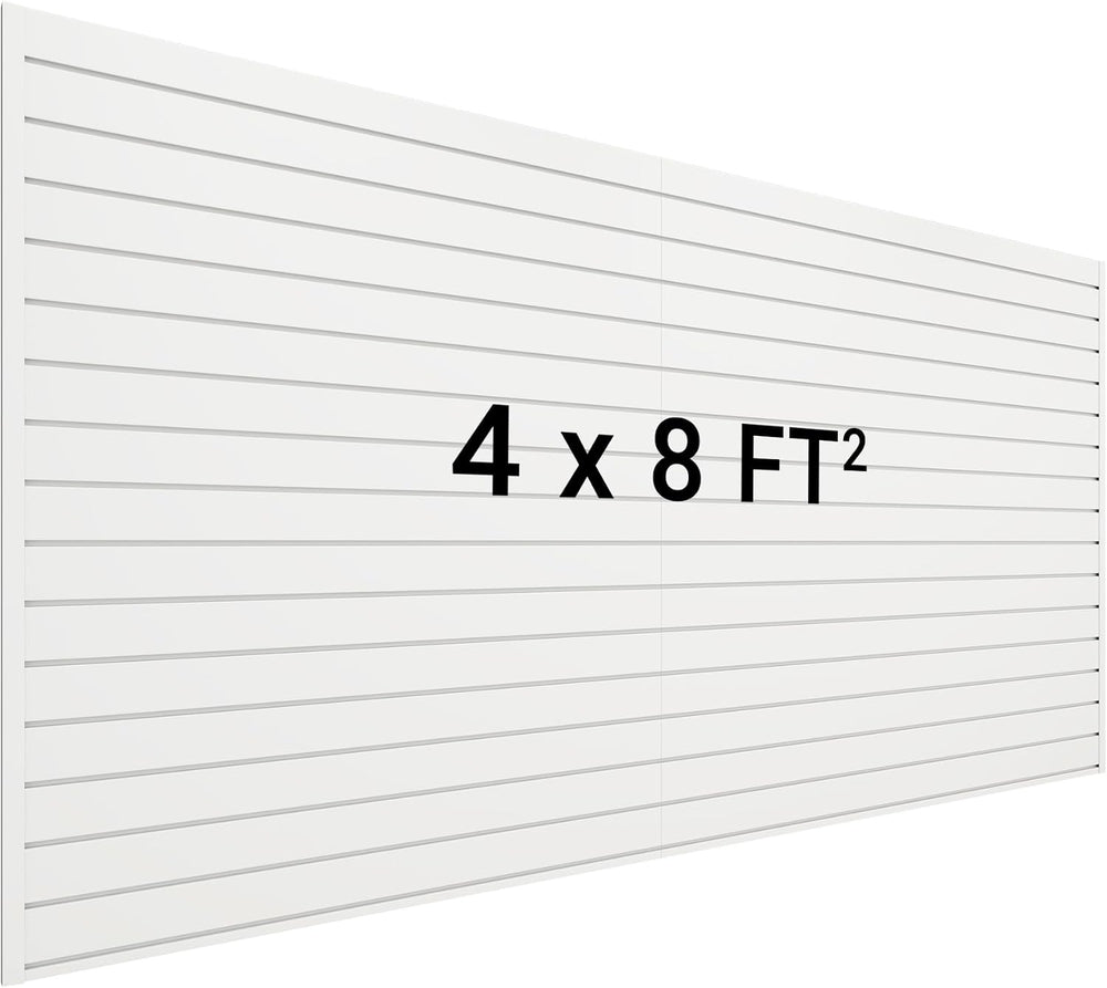 Neoaider Slatwall Panel 8 FT x 4 FT, Interlocking Slat Wall Paneling, White