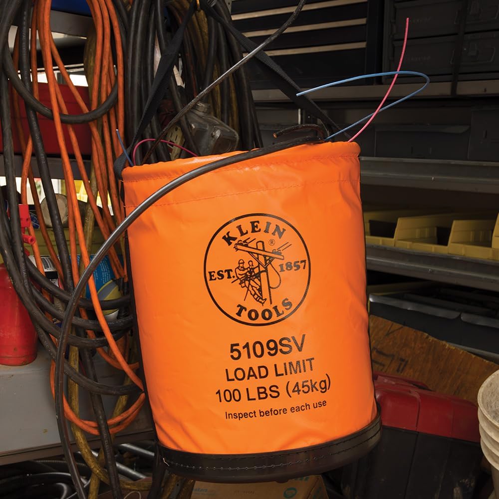 Klein Tools 5109SV Tool Bucket, Vinyl Lineman Bucket with Swivel Snap and Web...