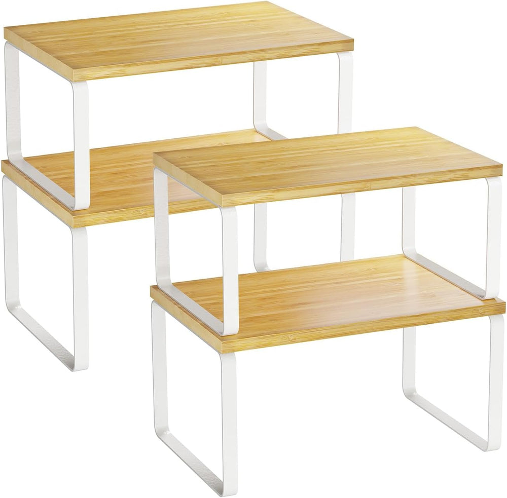 Simple Trending Bamboo Cabinet Organizer Shelf, Set of 4 Kitchen Counter Shel...