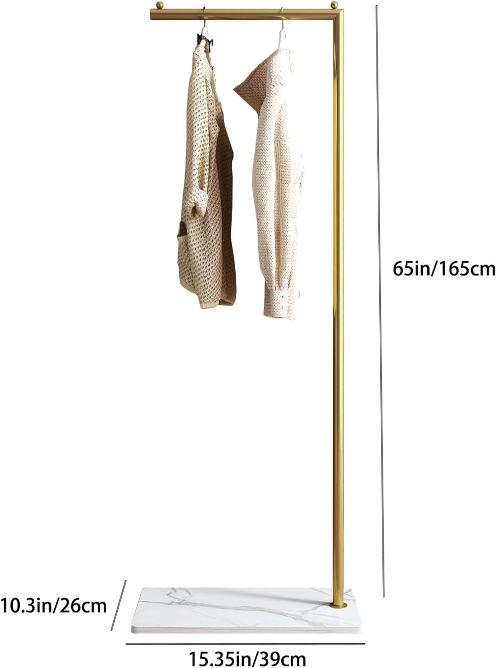 Gold clothing rack with Marble Base,Modern clothes racks for hanging clothes,...
