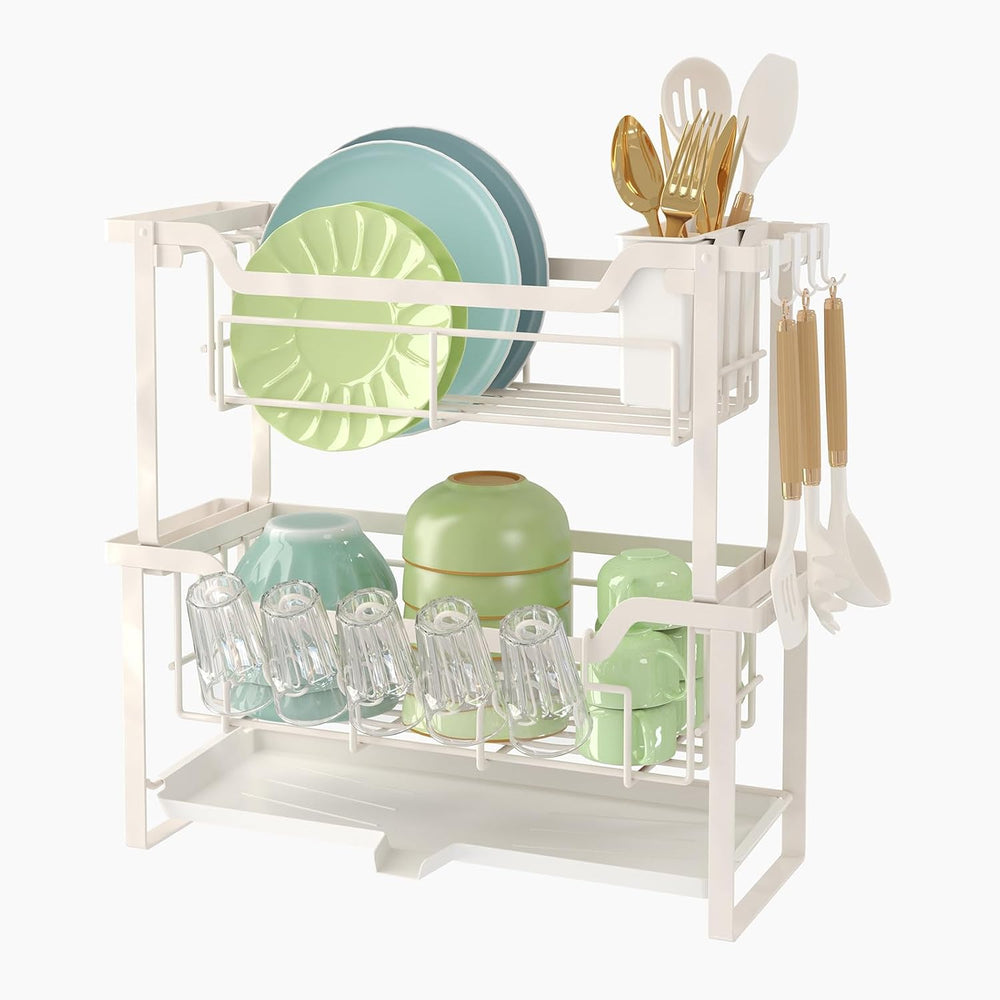 Dish Rack with Drainboard, Organizes Dishes and Bathroom Items