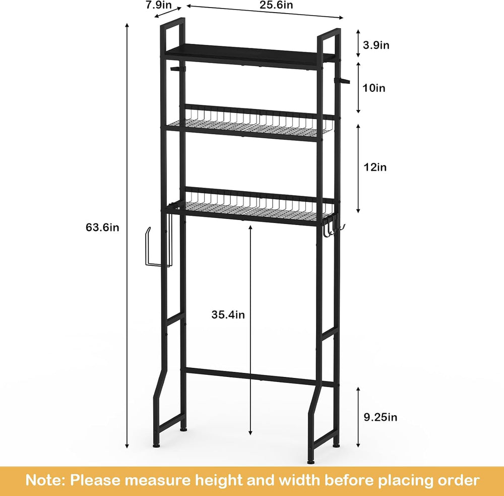 Over The Toilet Storage Rack 3 Tier Bathroom Organizer Black