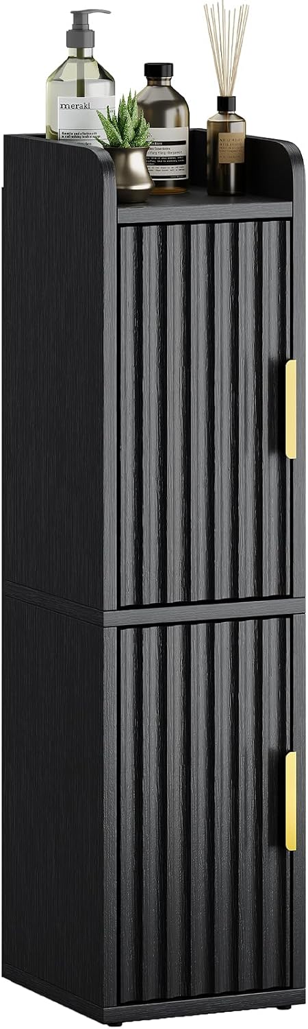 Yoobure Fluted Small Bathroom Storage Cabinet, Narrow Toilet Paper Cabinets