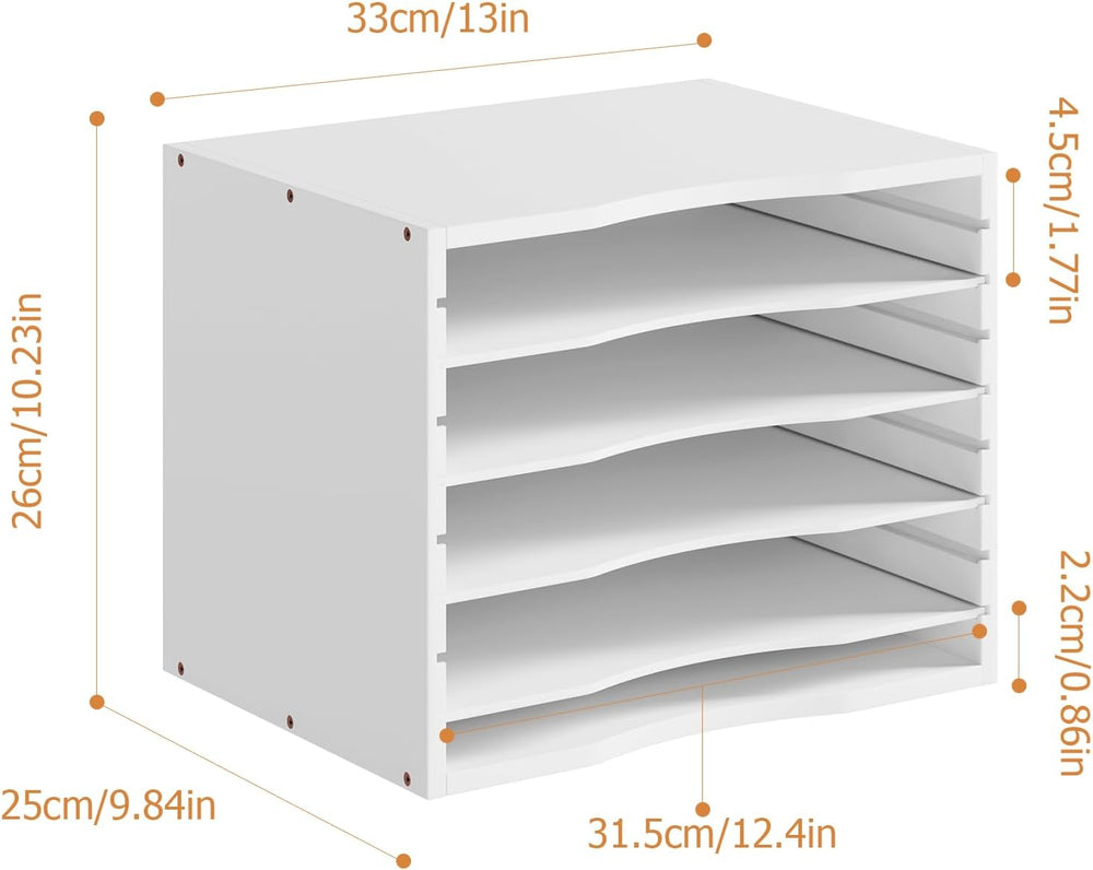 Bamboo 5 Tier Desktop Organizer, Paper Organizer Mail Sorter, File Holder Let...