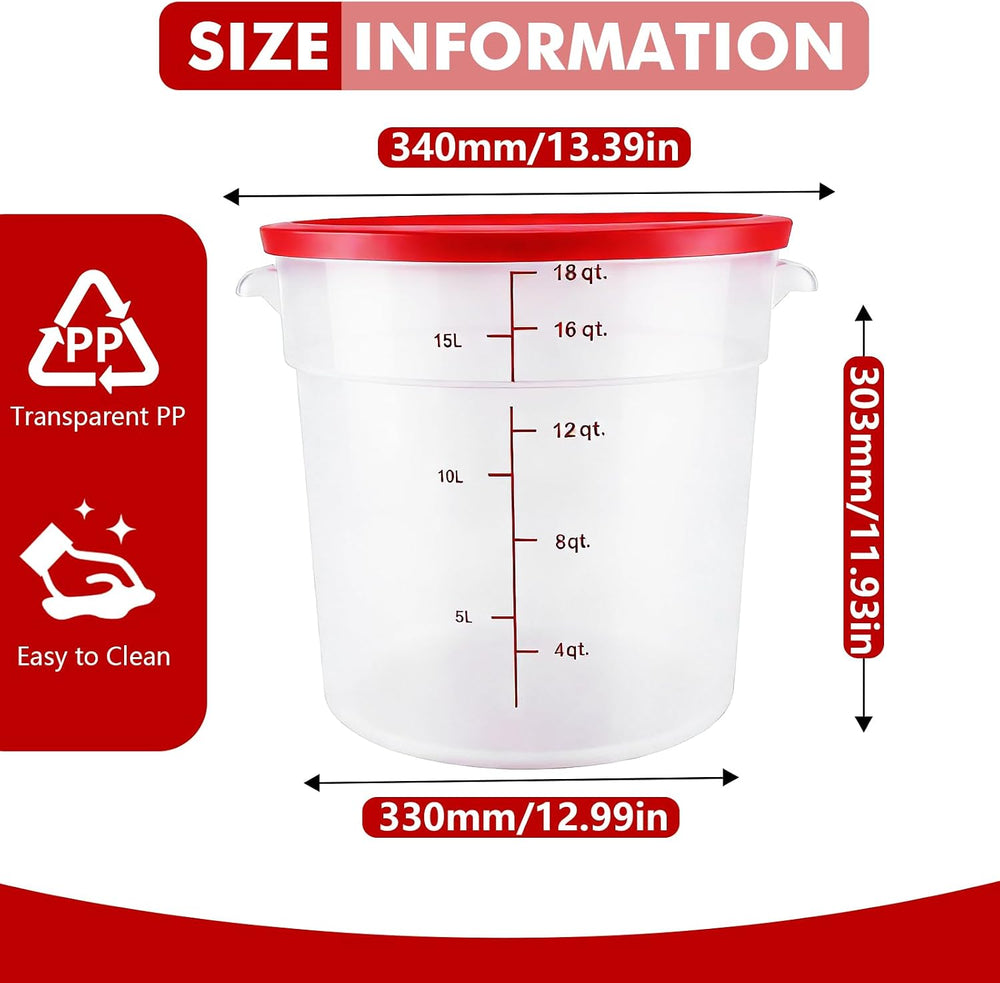2 Pack Square Food Storage Container With Lid,12-22 Quart Commercial Storage ...