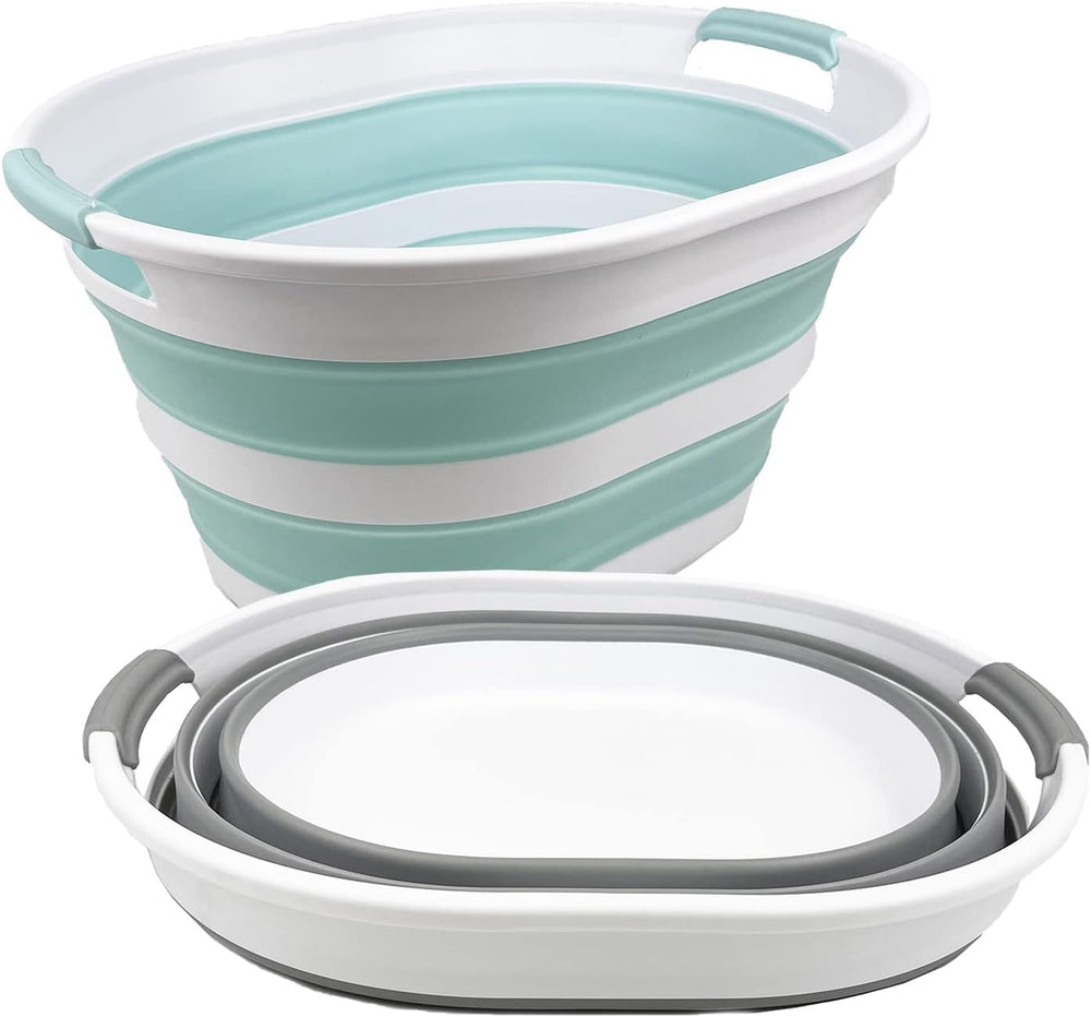 SAMMART 23L (6 Gallons) Set of 2 Collapsible Plastic Laundry Basket - Oval Tu...