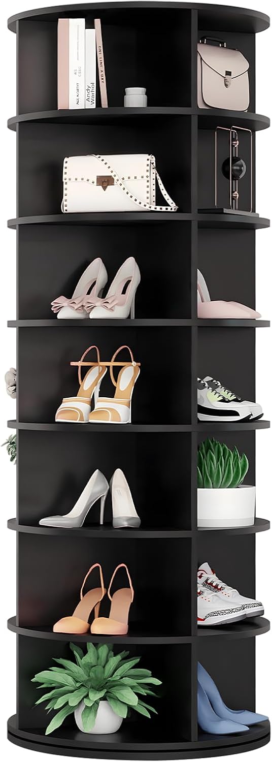 Rotating Shoe Rack, 7-Tier Spinning Shoe Rack, Free Standing Rotating Shoe Ra...