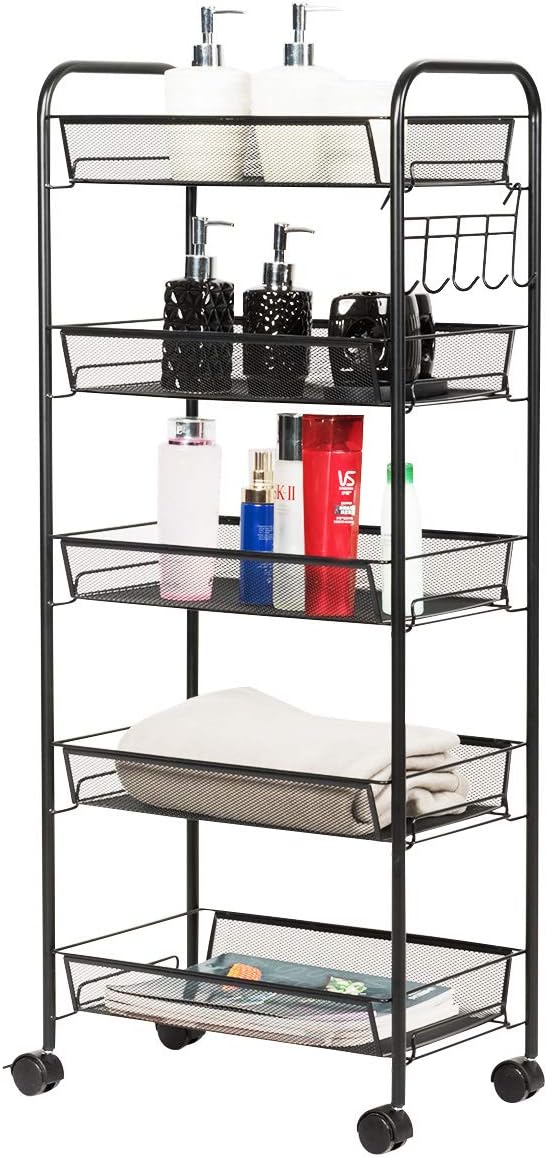 GIANTEX Storage Rack Trolley Cart Home Kitchen Organizer Utility Baskets with...