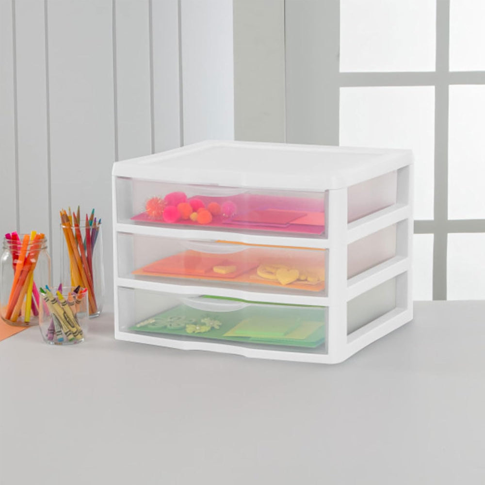 Sterilite Wide 3-Drawer Storage Unit for Bedroom and Dresser, 3-Pack