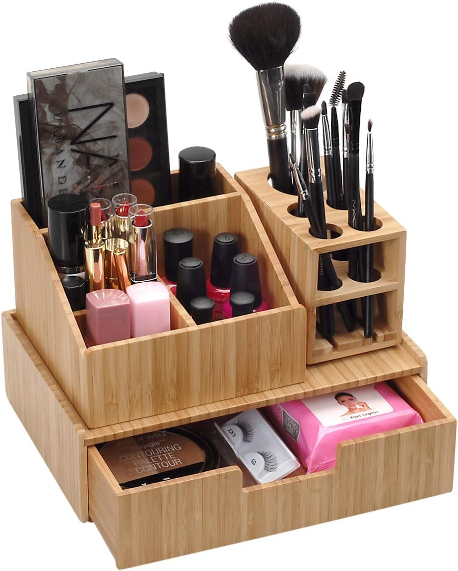 MobileVision Bamboo Makeup Organizer Complete Combo Which INCLUDES: 5 Section...