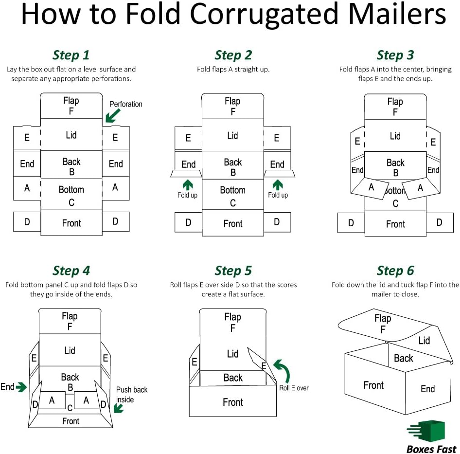 Boxes Fast BFM843 Corrugated Cardboard Mailers, 8 x 4 x 3 Inches, Tuck Top On...