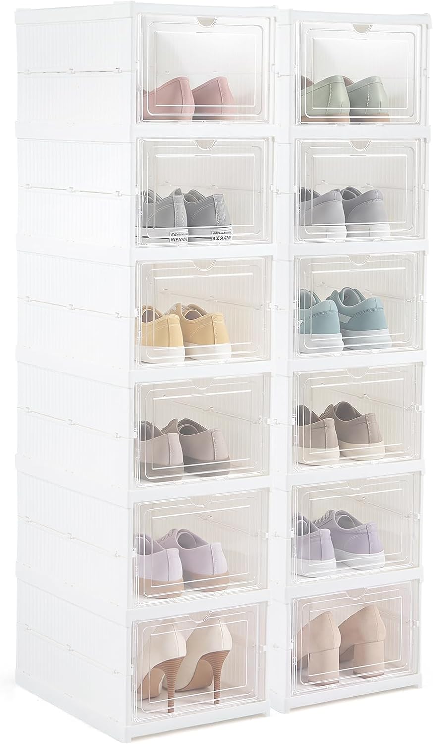 GIANTEX 6 Tier Foldable Shoe Storage Box, Fits 12 Pairs, No-Assembly