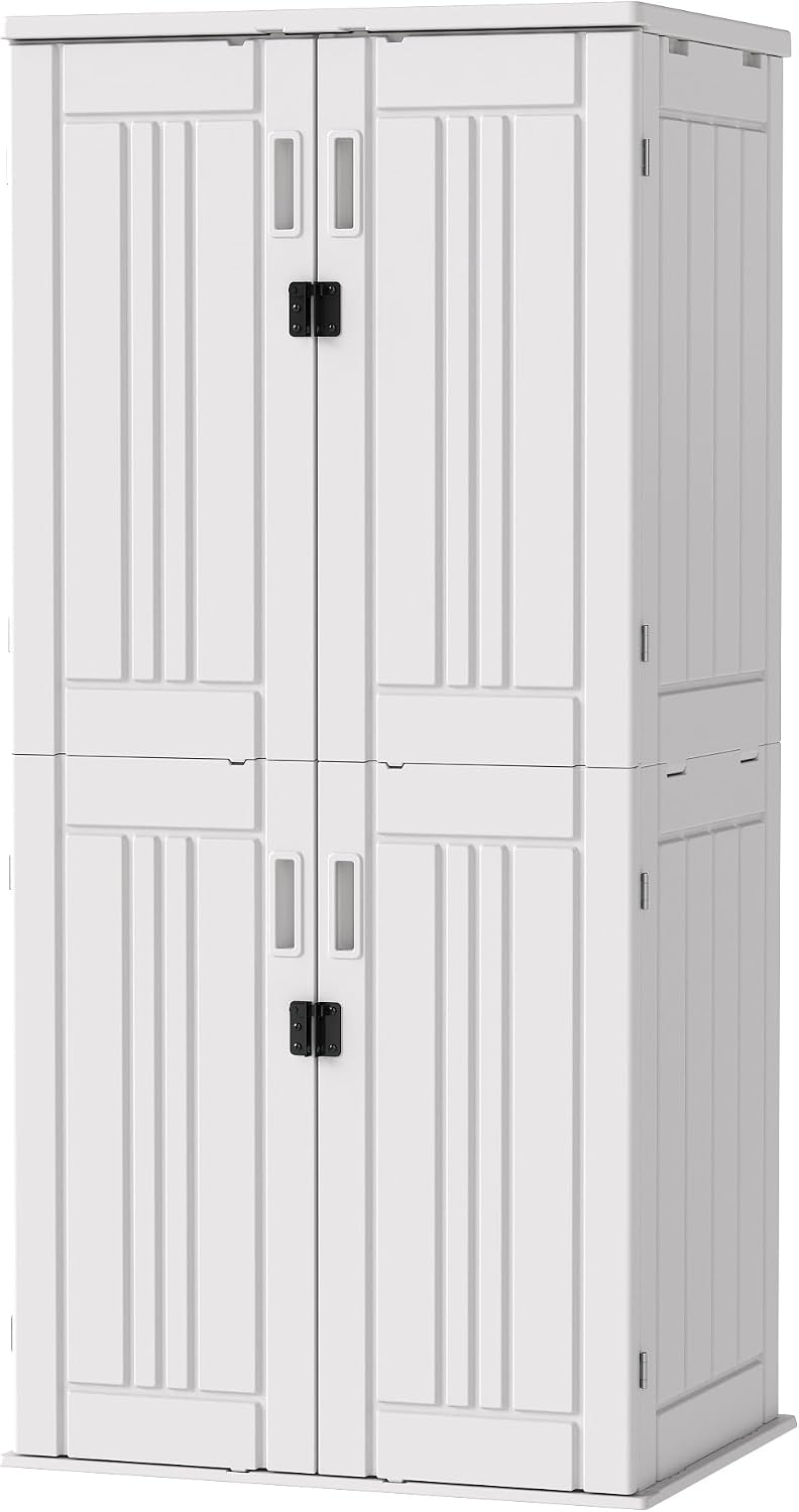 Heavy Duty Tall Storage Cabinet Outdoor Weatherproof, 28 Cuft Garage Storage ...
