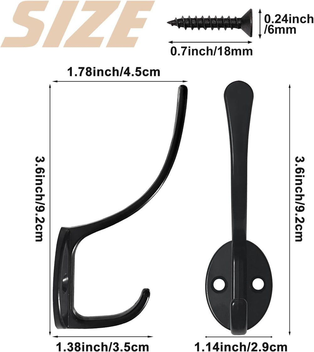 Homanu 34 Pack Coat Hooks Wall Mounted with 68 Screws, Heavy Duty Black Towel...