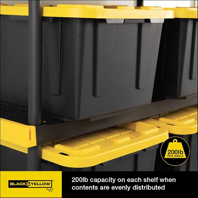 CX Black & Yellow, Shelving Unit and Heavy Duty Storage Containers, Extre...