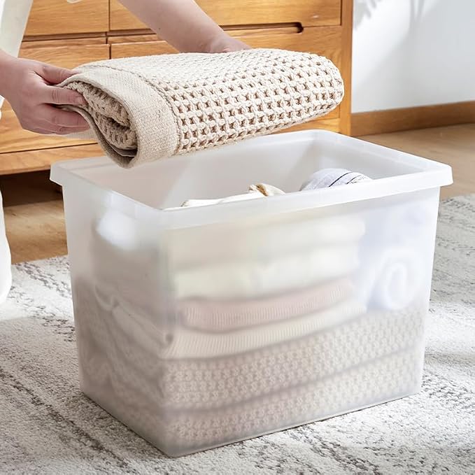 27 Quart Stackable Plastic Storage Bins (4 Pack)