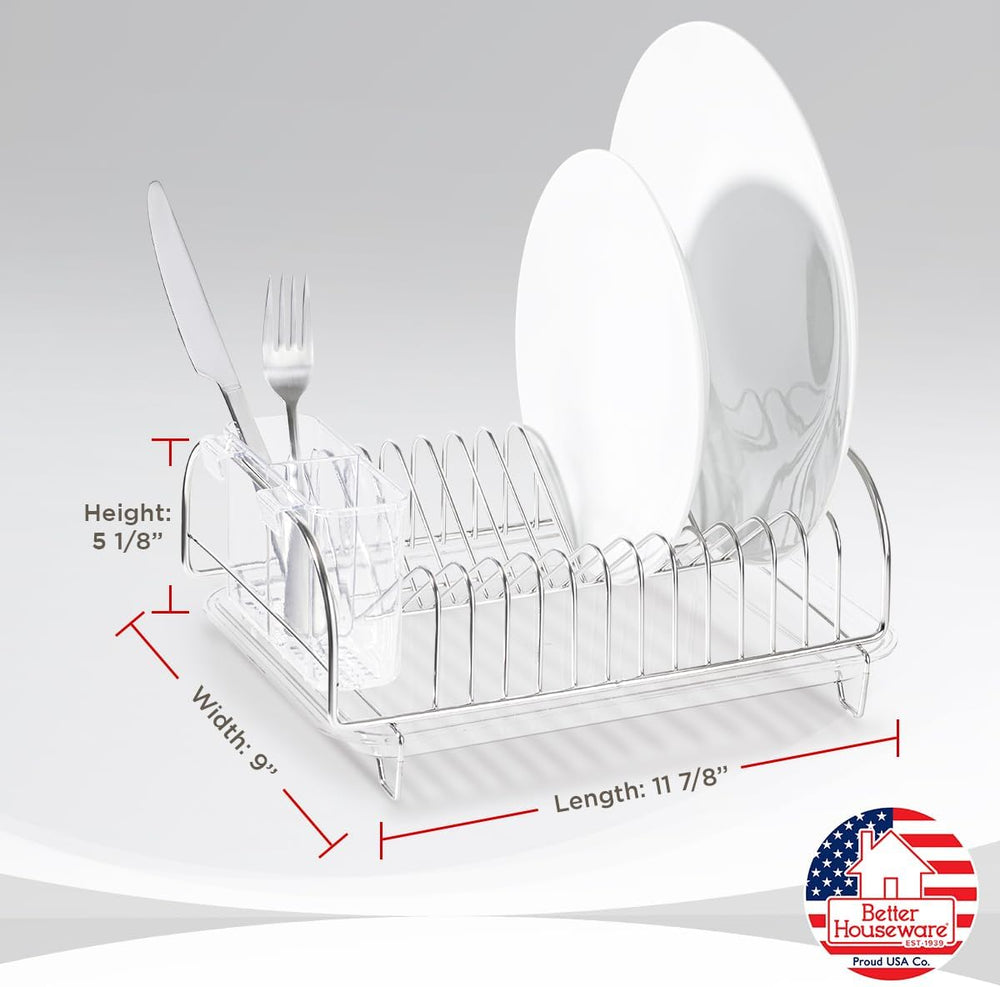 Better Houseware Stainless Steel Dish Drainer with Clear Plastic Tray and Cut...