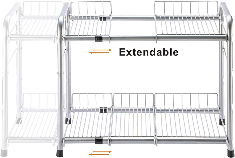 FlagShip 2 Tier Under Sink Organizers and Storage Rack Expandable Cabinet She...