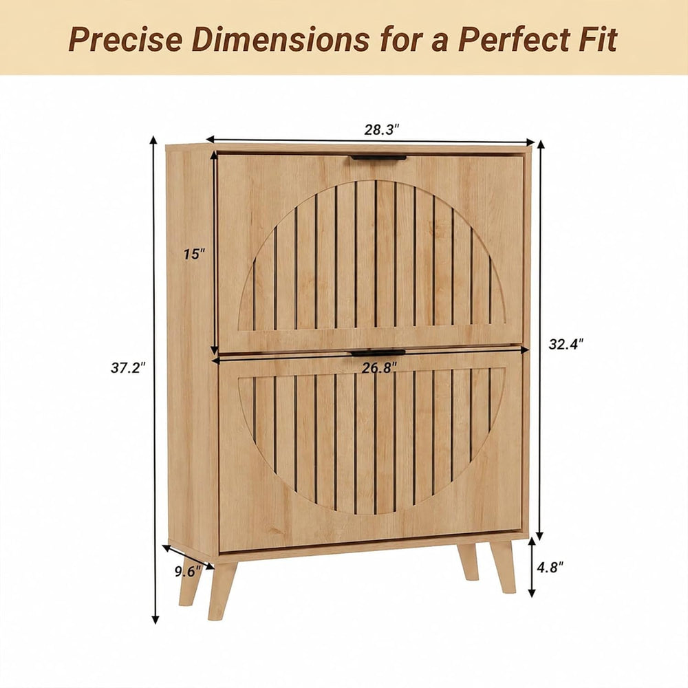 Shoe Storage Cabinet, Entryway Shoe Cabinet with 2 Flip Drawers, Narrow Shoe ...