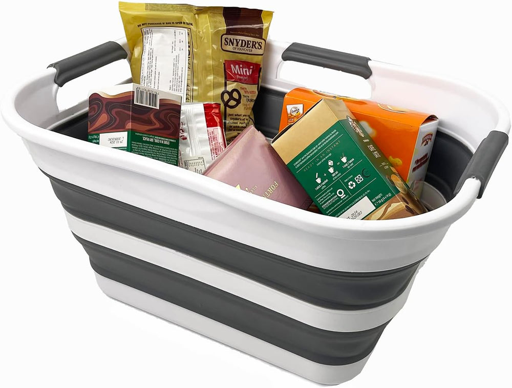SAMMART Set of 2 Collapsible Plastic Laundry Basket/Organizer-Washing Tub-Fol...