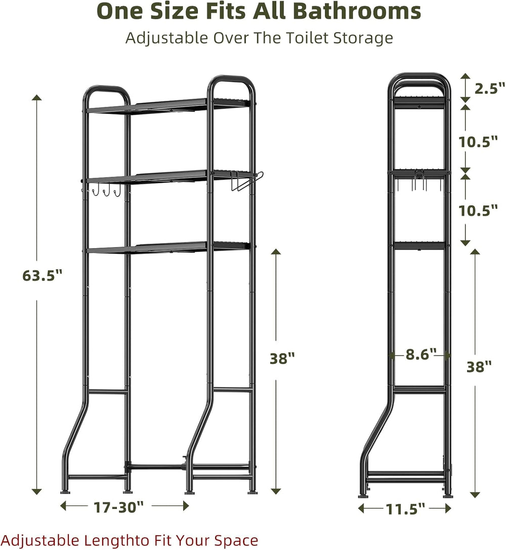Simple Trending Expandable Over The Toilet Storage Rack, Metal 3 Tier Bathroo...