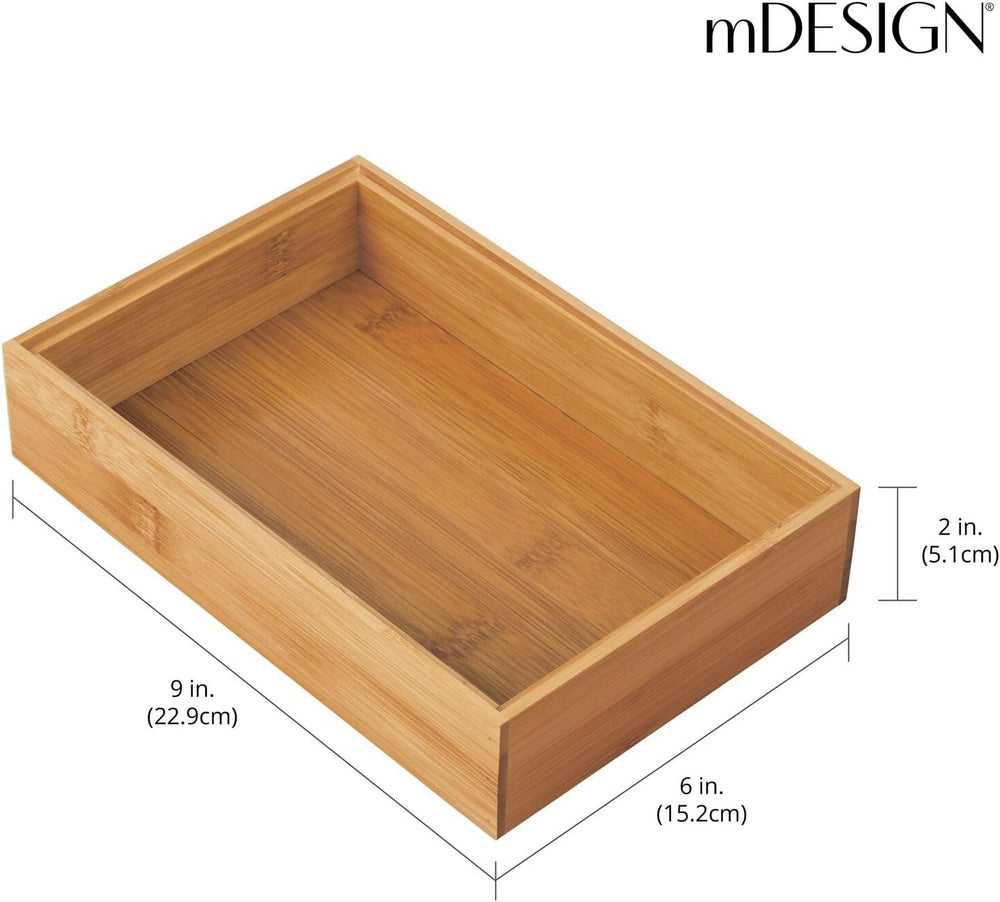 mDesign Bamboo Kitchen Cabinet Drawer Organizer Stackable Tray Bin - Eco-Frie...