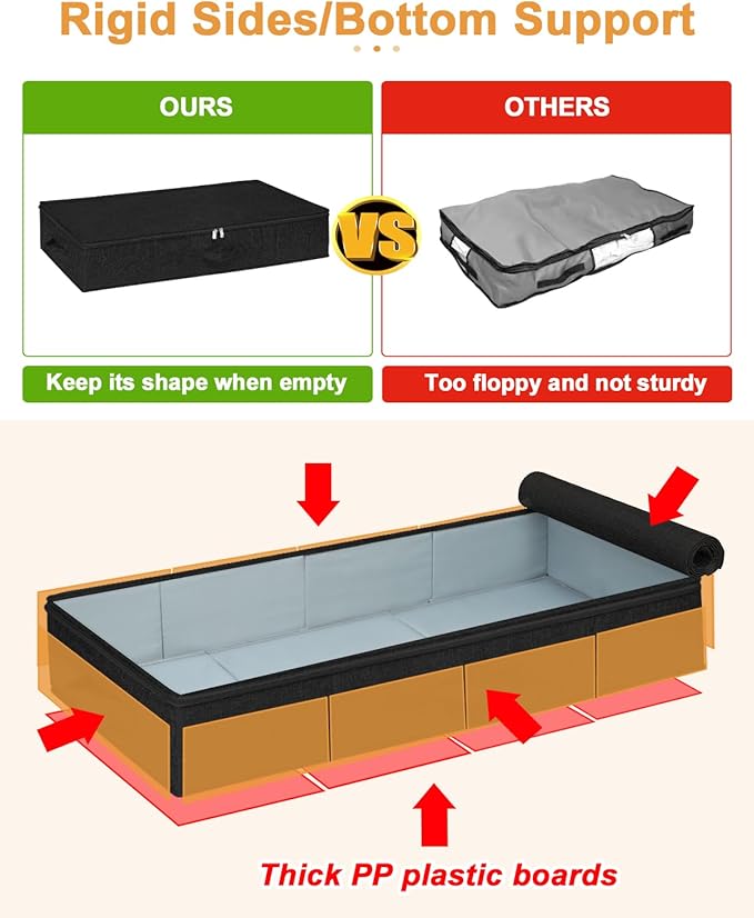 Under Bed Storage Container, 3 Pack Underbed Storage Bags